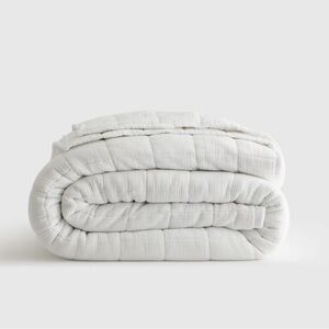 NWT QUINCE Organic Airy Gauze Box Quilt Full/Queen White 4607